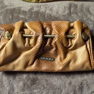 Betsey Johnson Elegant Brown Snakeskin Clutch